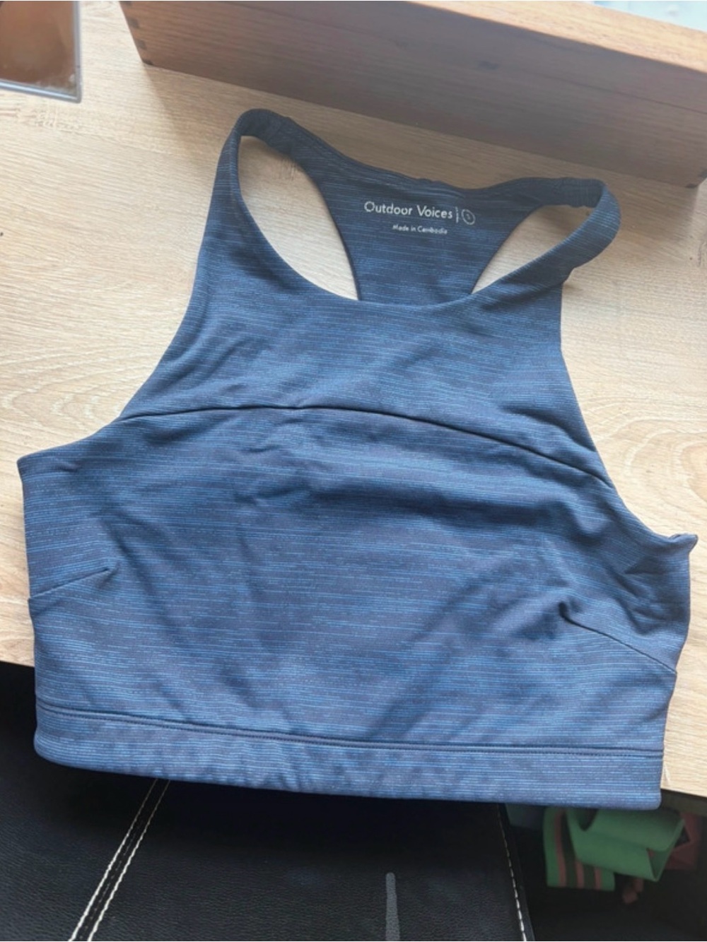 Outdoor Voices Heathered Midnight Blue Racerback Sports Bra